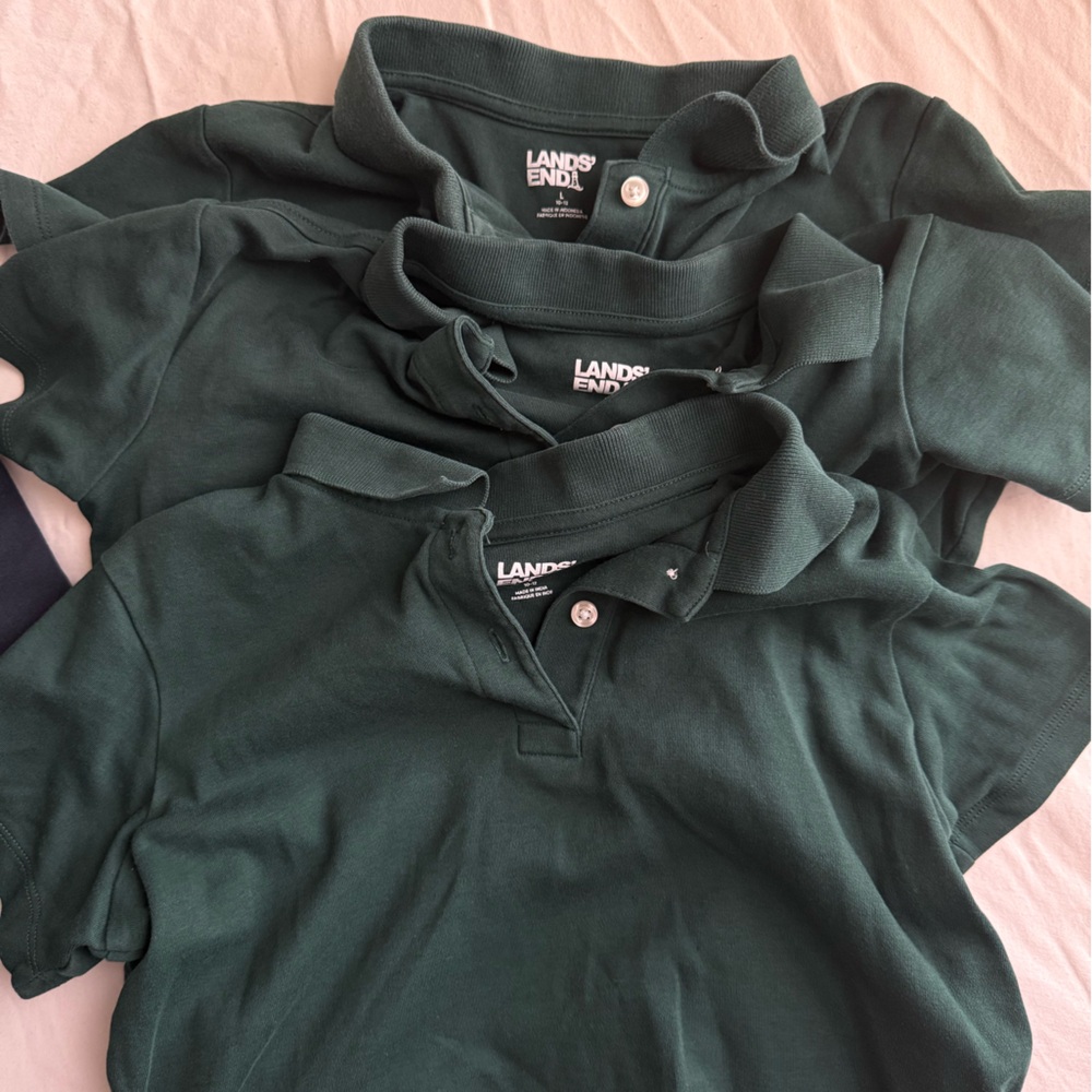 Lands' End Forest Green Polo Shirt bundle (3)